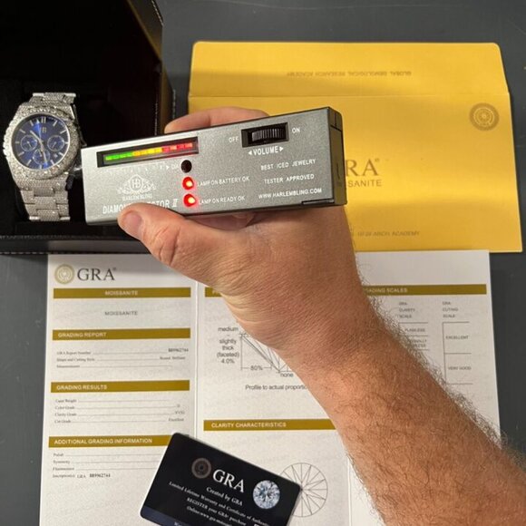 Moissanite Men's Perpetual Calendar Iced Hip-Hop Watch with 35ct Gemstones - Picture 3 of 10